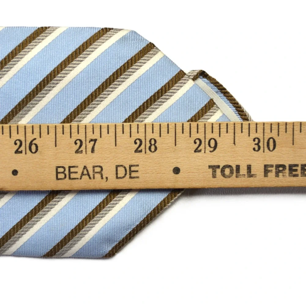 Brooks Brothers Makers Silk Rep Tie Blue Striped Woven Italy Made in USA